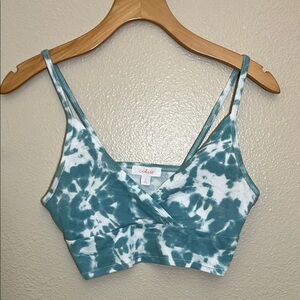 Colsie Blue Tie-Dye Bralette Cropped Tank Top